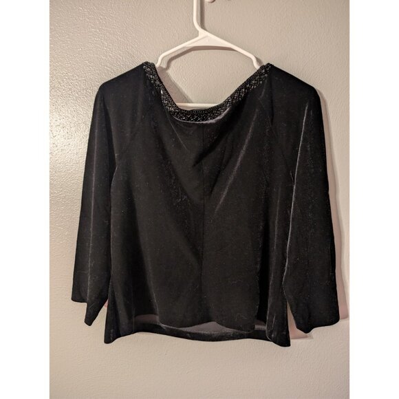 J.R. Nites by Caliendo Black Velvet Beaded Top Size XLG Scoop Neck Evening - Picture 3 of 5